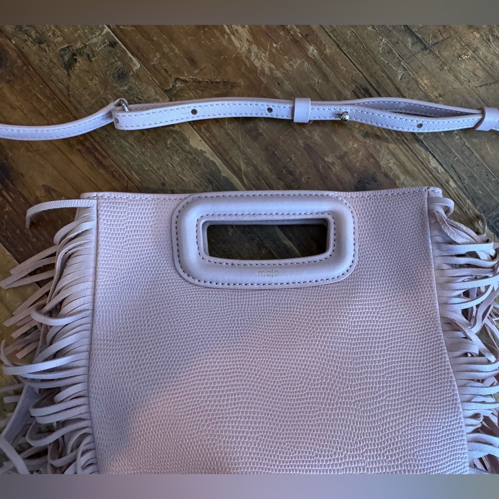 Maje M bag With Fringe - Pale Pink Leather Cross-body Purse - EUC - Picture 2 of 10
